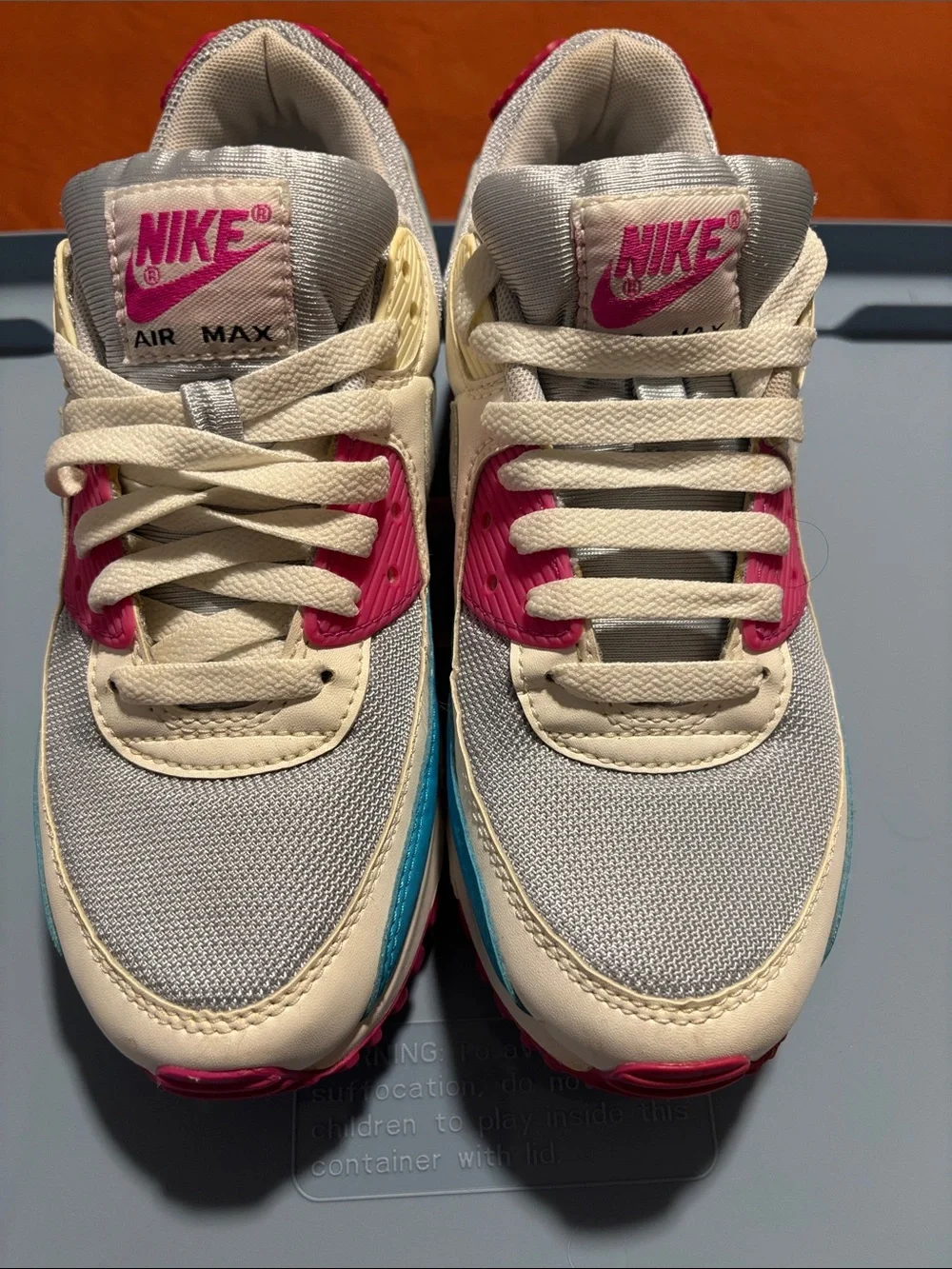 Nike Air Max Sneakers in Cream, Pink & Blue Classic